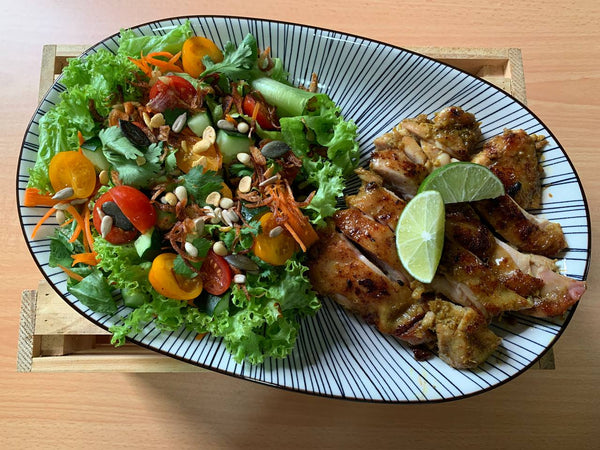 Grilled Lemongrass Chicken & Salad With Asian Dressing